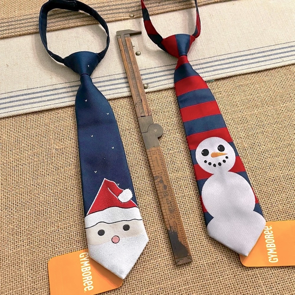 NWT Gymboree Santa + Snowman Holiday Adjustable Neck Ties • Boys Accessories
